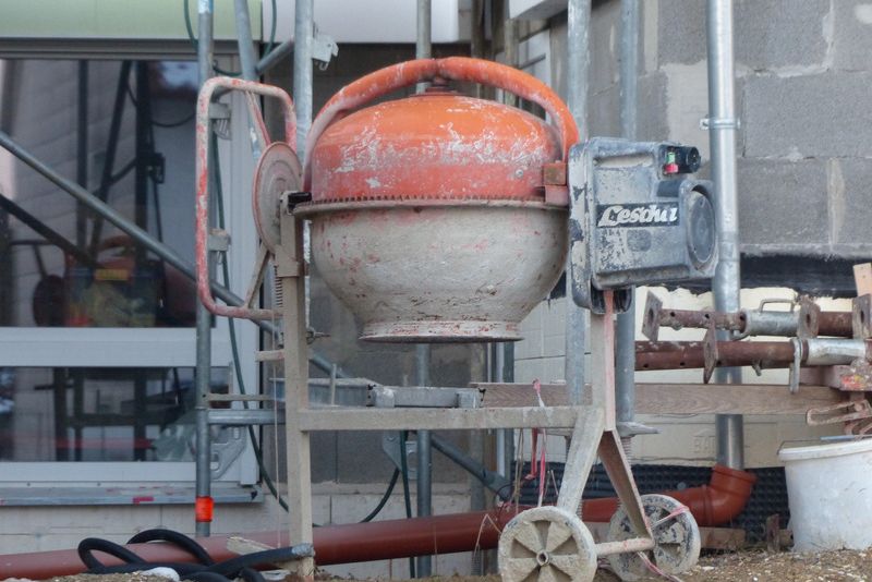 Portable cement mixer on a construction site