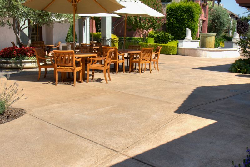Stepped concrete patio slab layout example, Ipswich