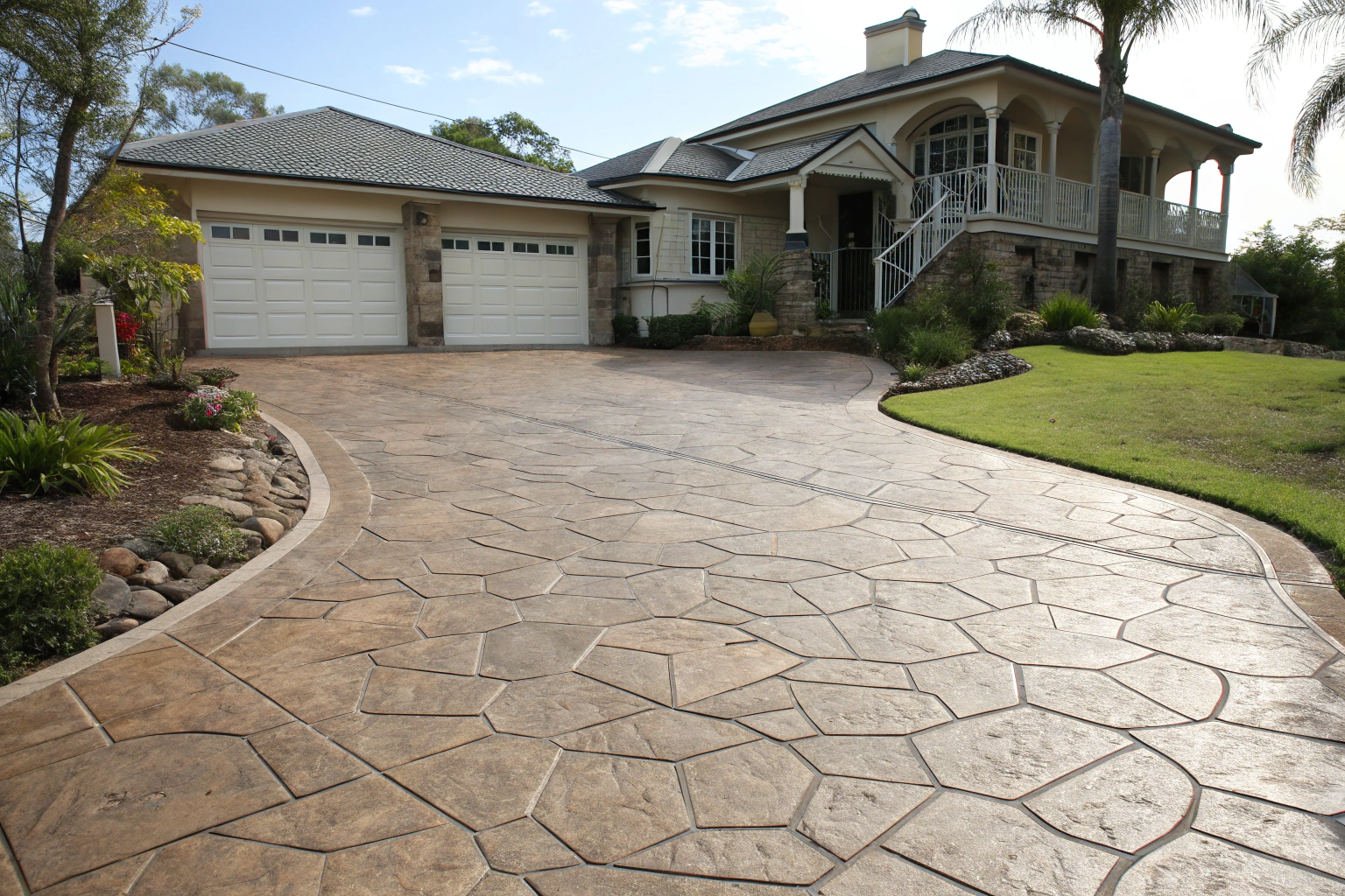 Stamped concrete driveway