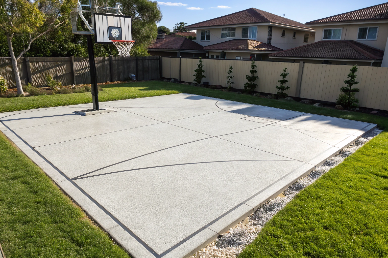 Concrete basketball court surface