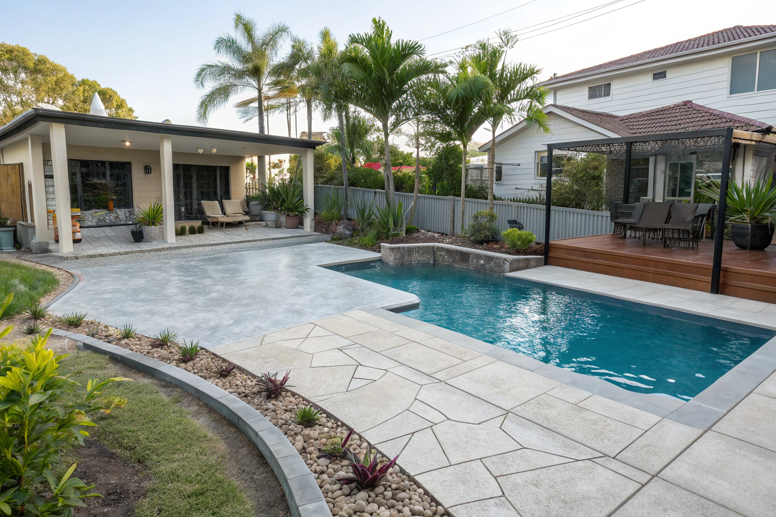 Modern Australian backyard pool area renovation
