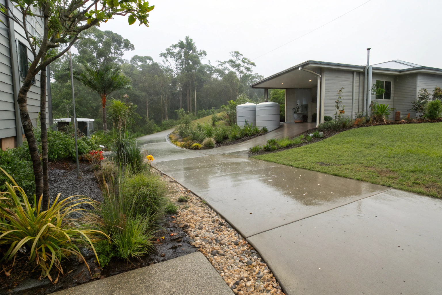 Permeable concrete driveway
