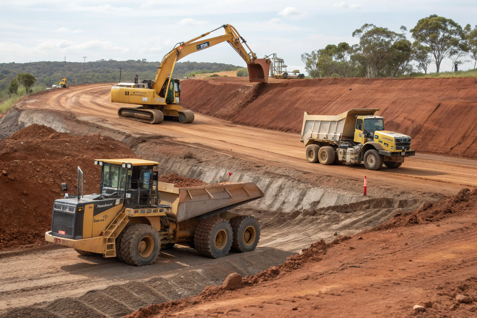 Construction site showing complete earthworks operations