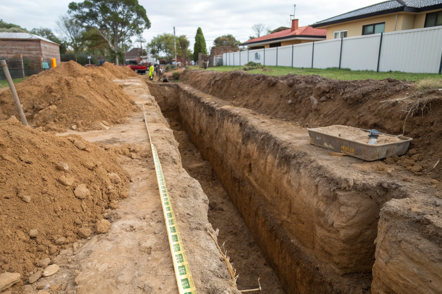 Deep footing trench excavated to precise specifications