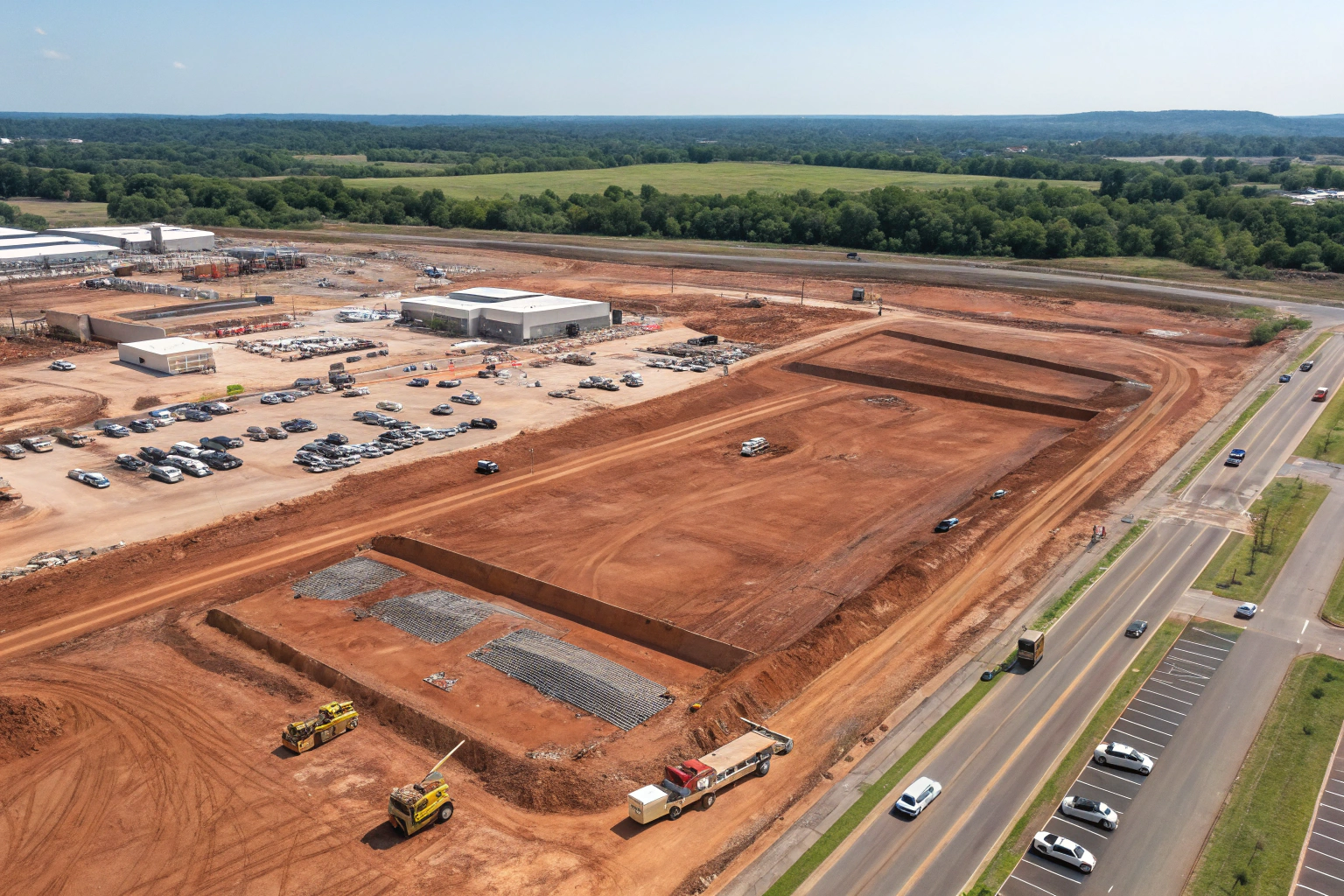 Large commercial development site with bulk excavation underway