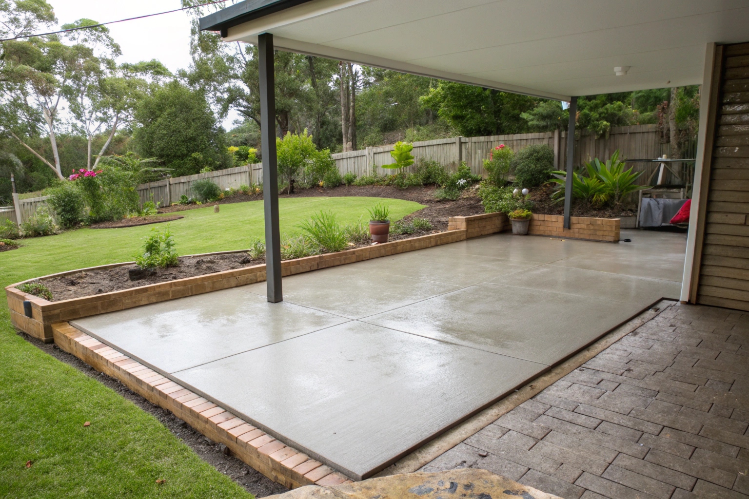 Residential concrete driveway pour using professional pumping services in Ipswich