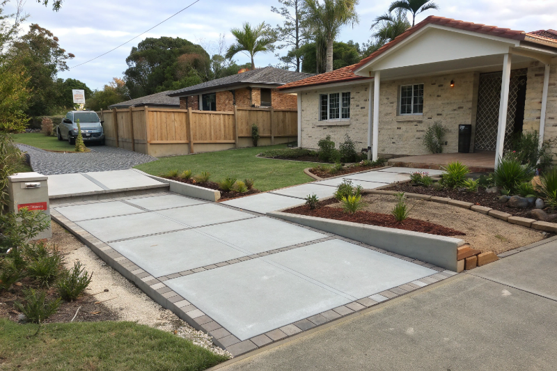 Common small concrete pour projects in Ipswich including garden pathways, BBQ pads, concrete steps, and letterbox foundations
