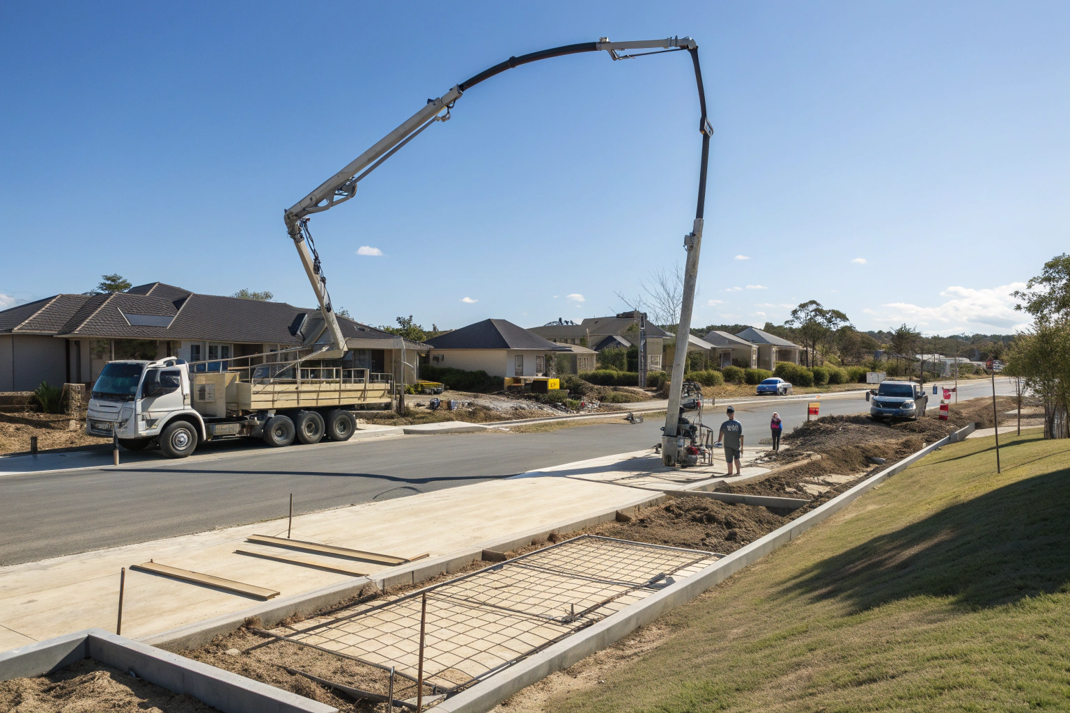 Wide angle view of an active Ipswich subdivision construction site